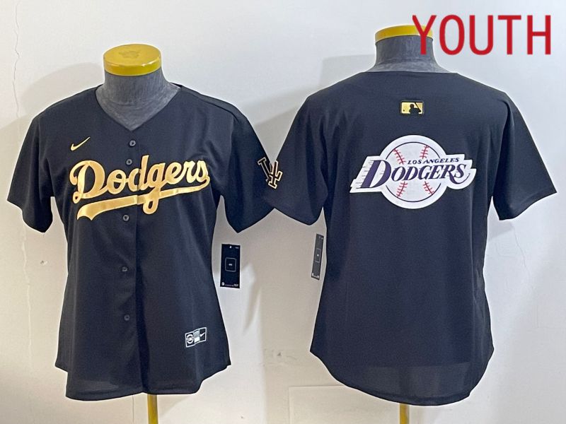 Youth Los Angeles Dodgers Blank Black Gold Game 2024 Nike MLB Jersey style 12091